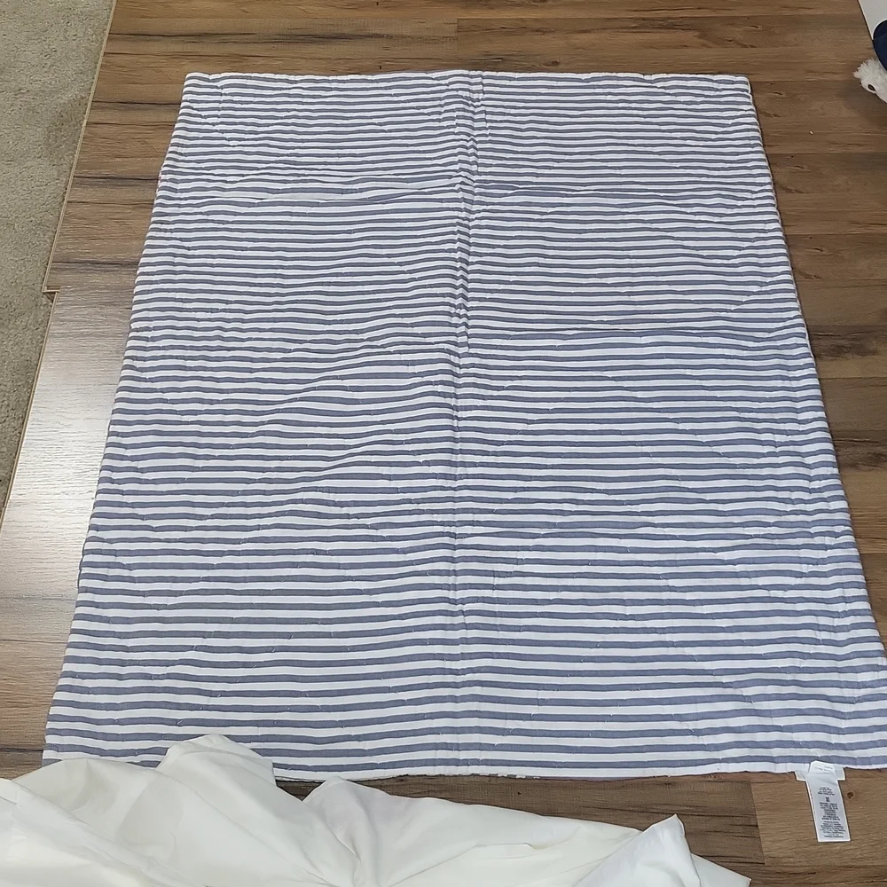 POTTERY BARN KIDS Nautical Organic Cole Toddler Baby Crib Quilt / Bed Skirt Set
